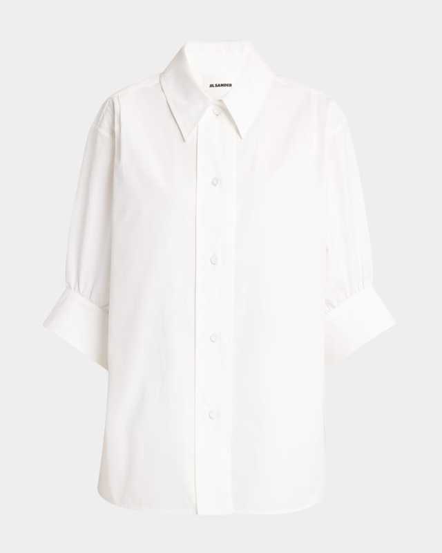 Three-Quarter Sleeve Poplin Blouse